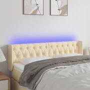 vidaXL Sänggavel LED gräddvit 163x16x78/88 cm tyg
