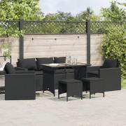 vidaXL Loungegrupp med dynor 6 delar svart konstrotting