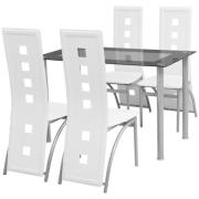 vidaXL Matbord och stolar 5 delar vit