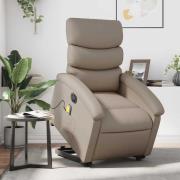 vidaXL Massagefåtölj med uppresningshjälp cappuccino konstläder