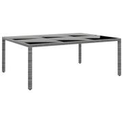 vidaXL Trädgårdsbord 200x150x75 cm härdat glas och konstrotting grå