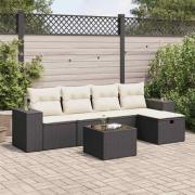 vidaXL Loungegrupp med dynor 6 delar svart konstrotting