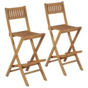 vidaXL Hopfällbara barstolar 2 st massiv teak