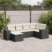 vidaXL Loungegrupp med dynor 6 delar svart konstrotting
