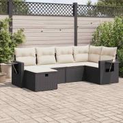 vidaXL Loungegrupp med dynor 6 delar svart konstrotting