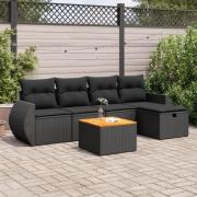 vidaXL Loungegrupp med dynor 6 delar svart konstrotting