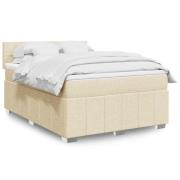 vidaXL Ramsäng med madrass gräddvit 140x190 cm tyg