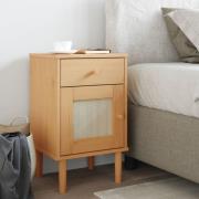 vidaXL Sängbord SENJA rottinglook brun 40x35x65 cm massiv furu