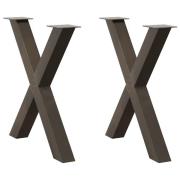vidaXL Matbordsben X-formade 2 st naturstål 70x(72-73) cm stål