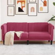 vidaXL Soffa 2-sits vinröd sammet