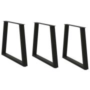 vidaXL Matbordsben V-formade 3 st svarta 70x(72-73,3) cm stål