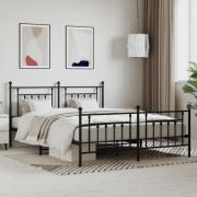 vidaXL Sängram utan madrass med fotgavel metall svart 160x200 cm