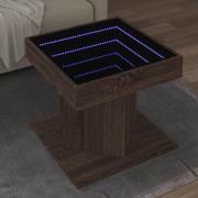 vidaXL Soffbord med LEDs brun ek 50x50x45 cm konstruerat trä