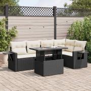 vidaXL Loungegrupp med dynor 6 delar svart konstrotting