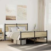 vidaXL Sängram utan madrass metall sonoma-ek 140x200 cm
