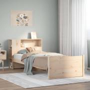 vidaXL Säng med bokhylla utan madrass 100x200cm massiv furu