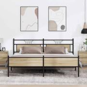 vidaXL Sängram utan madrass metall sonoma-ek 193x203 cm