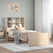 vidaXL Säng med bokhylla utan madrass 100x200cm massiv furu