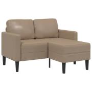 vidaXL 2-sitssoffa med schäslong L-formad cappuccino 125 cm konstläder