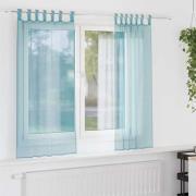 vidaXL Voile gardiner med öglor 2 st turkos 140x140 cm