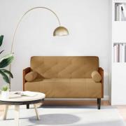 vidaXL Loveseat soffa med dynor brun 110 cm sammet