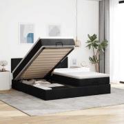 vidaXL Ottoman sängram med madrasser svart 200x200 cm tyg