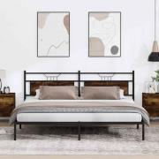 vidaXL Sängram utan madrass rökt ek 200x200 cm konstruerat trä