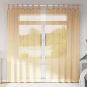 vidaXL Voile gardiner med öglor 2 st sand 140x225 cm