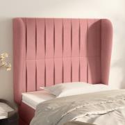 vidaXL Sänggavel med kanter rosa 93x23x118/128 cm sammet