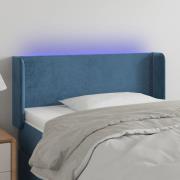 vidaXL Sänggavel LED mörkblå 103x16x78/88 cm sammet
