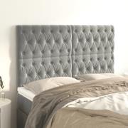 vidaXL Sänggavel ljusgrå 144x7x118/128 cm sammet