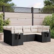 vidaXL Loungegrupp med dynor 6 delar svart konstrotting