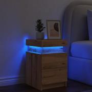 vidaXL Sängbord med LED ek 35x39x55 cm konstruerat trä