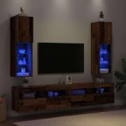 vidaXL Tv-bänk med LED-belysning 2 st åldrat trä 30,5x30x102 cm