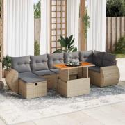 vidaXL Soffgrupp för trädgården med dynor 5 delar beige konstrotting
