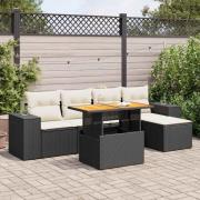 vidaXL Loungegrupp med dynor 6 delar svart konstrotting
