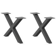vidaXL Soffbordsben X-formade 2 st antracit 50x(30-31) cm stål
