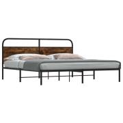 vidaXL Sängram utan madrass metall rökfärgad ek 180x200 cm
