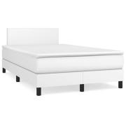 vidaXL Ramsäng med madrass & LED vit 120x190 cm konstläder