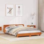 vidaXL Sängram utan madrass vaxbrun 120x200 cm massiv furu