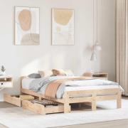 vidaXL Sängram utan madrass 135x190 cm massiv furu