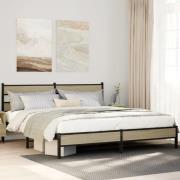 vidaXL Sängram utan madrass metall sonoma-ek 193x203 cm