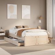 vidaXL Sängram utan madrass med lådor 120x190 cm massiv furu