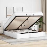vidaXL Ottoman sängram med madrass vit 180x200 cm konstläder