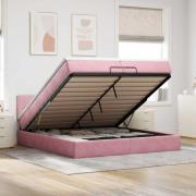 vidaXL Ottoman sängram med madrass rosa 200x200 cm sammet