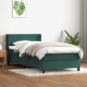 vidaXL Ramsäng med madrass mörkgrön 90x220 cm sammet