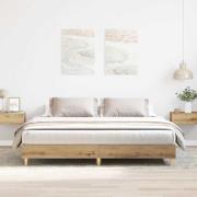 vidaXL Sängram utan madrass hantverksmässig ek 200x200 cm
