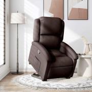 vidaXL Reclinerfåtölj med uppresningshjälp mörkbrun tyg