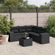 vidaXL Loungegrupp med dynor 6 delar svart konstrotting