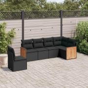 vidaXL Loungegrupp med dynor 6 delar svart konstrotting